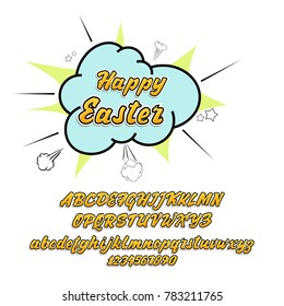 Happy Easter - font. Vector alphabet.Hand Lettering script font. Typography alphabet for Designs: Logos, Packaging Design, Poster. ABC...