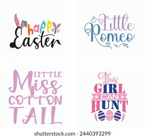 Happy Easter Four Different Styling Fonts and Colours