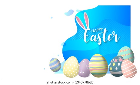 Happy Easter frame background. Vector illustration.