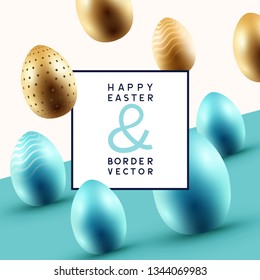 A happy Easter frame design with Easter eggs. Abstract vector illustration.
