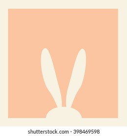 Happy Easter frame with figure rabbit, bunny Holiday frame, vintage color. Vector Illustration.