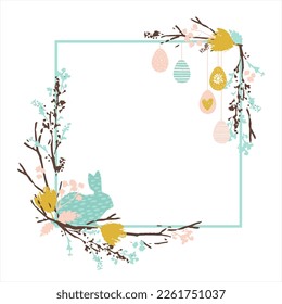 Happy Easter Frame. Vector design for card, poster, flyer and other use.