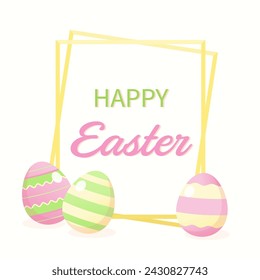 happy easter with frame, vector illustration