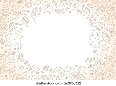 Happy Easter frame for your greeting text  Vector illustration  Floral pattern  easter eggs  