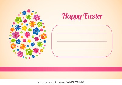 Happy Easter, frame for your greeting text. Floral pattern egg isolated. Watercolor. Web and mobile interface template, poster, postcard