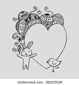Happy Easter frame for your greeting card. Vector illustration.