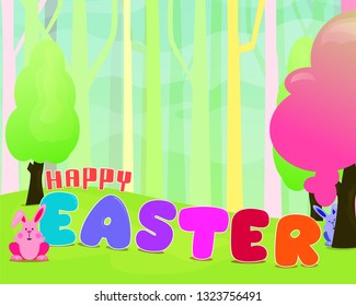happy easter with funny bunny