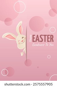 Happy Easter with Funny Bunny for April Celebration on pinkbackground	