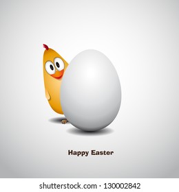 Happy Easter - Funny Chicken Egg - Vector Card