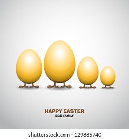 Happy easter - Funny chicken family eggs - vector card