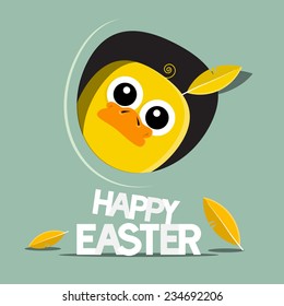 Happy Easter Funny Chicken Vector Illustration