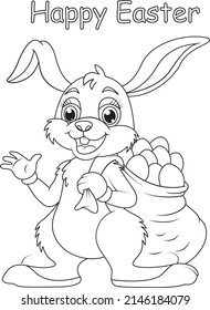 happy Easter funny children coloring book page