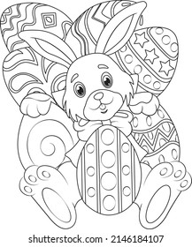 happy Easter funny children coloring book page