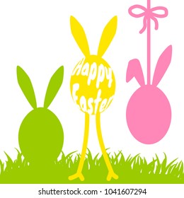 Happy easter funny eggs vector card.