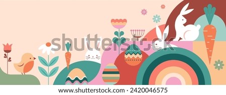 Happy Easter geometric background, Easter card, banner design. Vector illustration