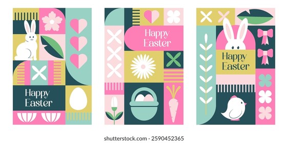 Happy Easter Geometric Background Vector Illustration