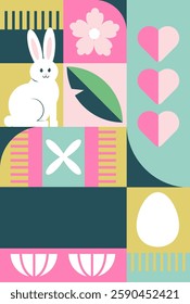 Happy Easter Geometric Background Vector Illustration