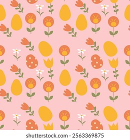 Happy easter geometric floral pattern - ideal for seasonal design and craft projects.