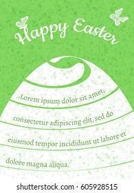 Happy Easter gift card. International celebration in April. Vector template. Background with green and white colors. Illustration in flat style.