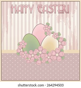 Happy Easter gift vintage card, vector illustration 