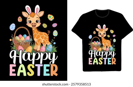 Happy Easter Giraffe Easter Day Tshirt Design