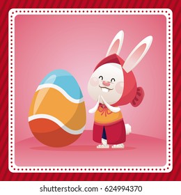 happy easter girl bunny egg celebration