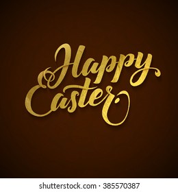 Happy Easter Gold Foil Calligraphy Composition.Greeting Card for the Holidays.