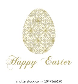 Happy Easter, gold ornamental egg