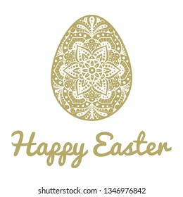 Happy Easter, gold ornamental egg