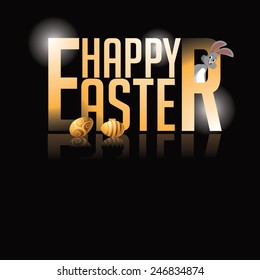Happy Easter gold type background EPS 10 vector royalty free stock illustration. Perfect for ads, poster, flier, signage, party invitation, easter egg hunt, easter parade