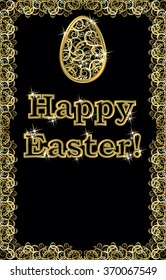  Happy Easter golden egg banner, vector illustration