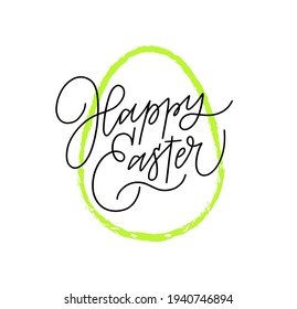 Happy Easter golden egg modern line art design