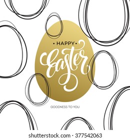 Happy Easter  Easter Golden Lettering Egg. Vector illustration EPS10
