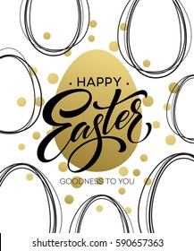 Happy Easter Easter Golden Lettering Egg. Vector illustration EPS10