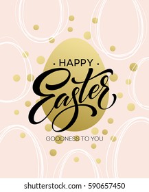 Happy Easter Easter Golden Lettering Egg. Vector illustration EPS10