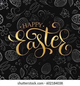 Happy Easter Golden Lettering Egg calligraphy