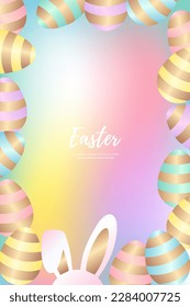 Happy easter gradient decoration background. Easter elements decoration frame for event, invitation, background and banner design. Vector illustration.