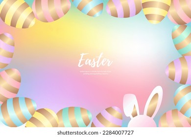 Happy easter gradient decoration background. Easter elements decoration frame for event, invitation, background and banner design. Vector illustration.