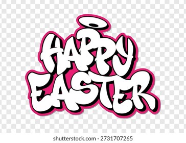 Frohe Ostern im Graffiti-Stil Text mit Halo auf transparentem Hintergrund Design EPS 10
