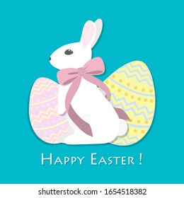 Gráfica feliz de Pascua. Conejo con huevo de Pascua.