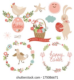 Happy easter graphic elements,vector set 