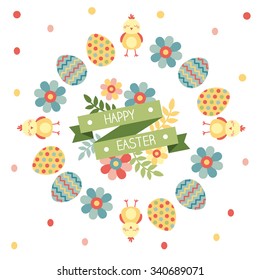 Happy easter graphic elements,vector wreath