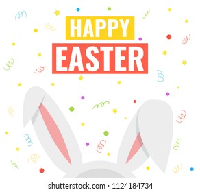 Happy easter graphic poster design with rabbit ears. Vector illustration.