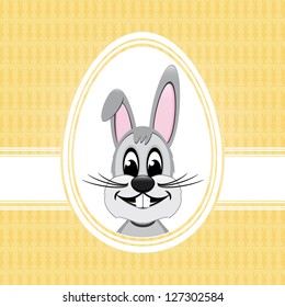 happy easter gray bunny on green background
