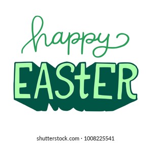 Happy Easter green handwritten lettering