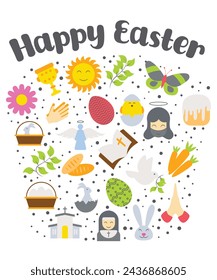 Happy Easter Greeting With 24 Unique Easter Vectors For Easter Sunday Holiday