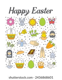 Happy Easter Greeting With 24 Easter Vectors For Easter Sunday Holiday