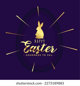 happy easter greeting background with golden rabbit design vector 