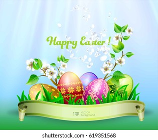  Happy Easter greeting background. Vector eps 10.
