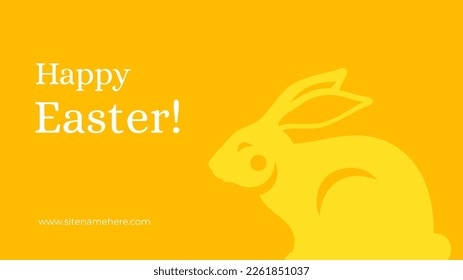 Happy Easter greeting banner bunny comparte la mínima ilustración vectorial de la plantilla de diseño vintage. Carácter animal festivo tradicional de conejo con orejas largas Celebración religiosa cristiana